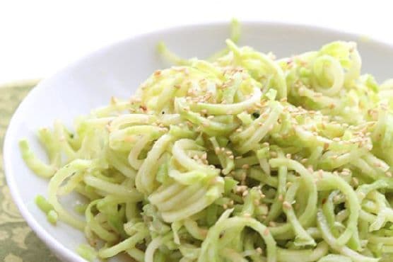 Broccoli Stem Noodles with Sesame Ginger Dressing